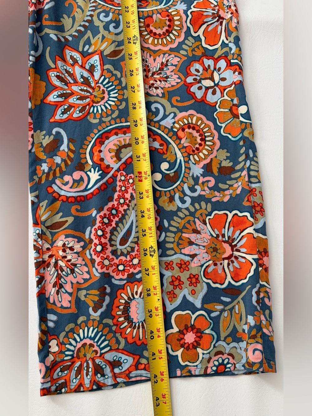 CeCe Pants Floral Paisley Wide Leg Women’s Blue Boho Drawstring Relaxed Medium - Picture 5 of 11